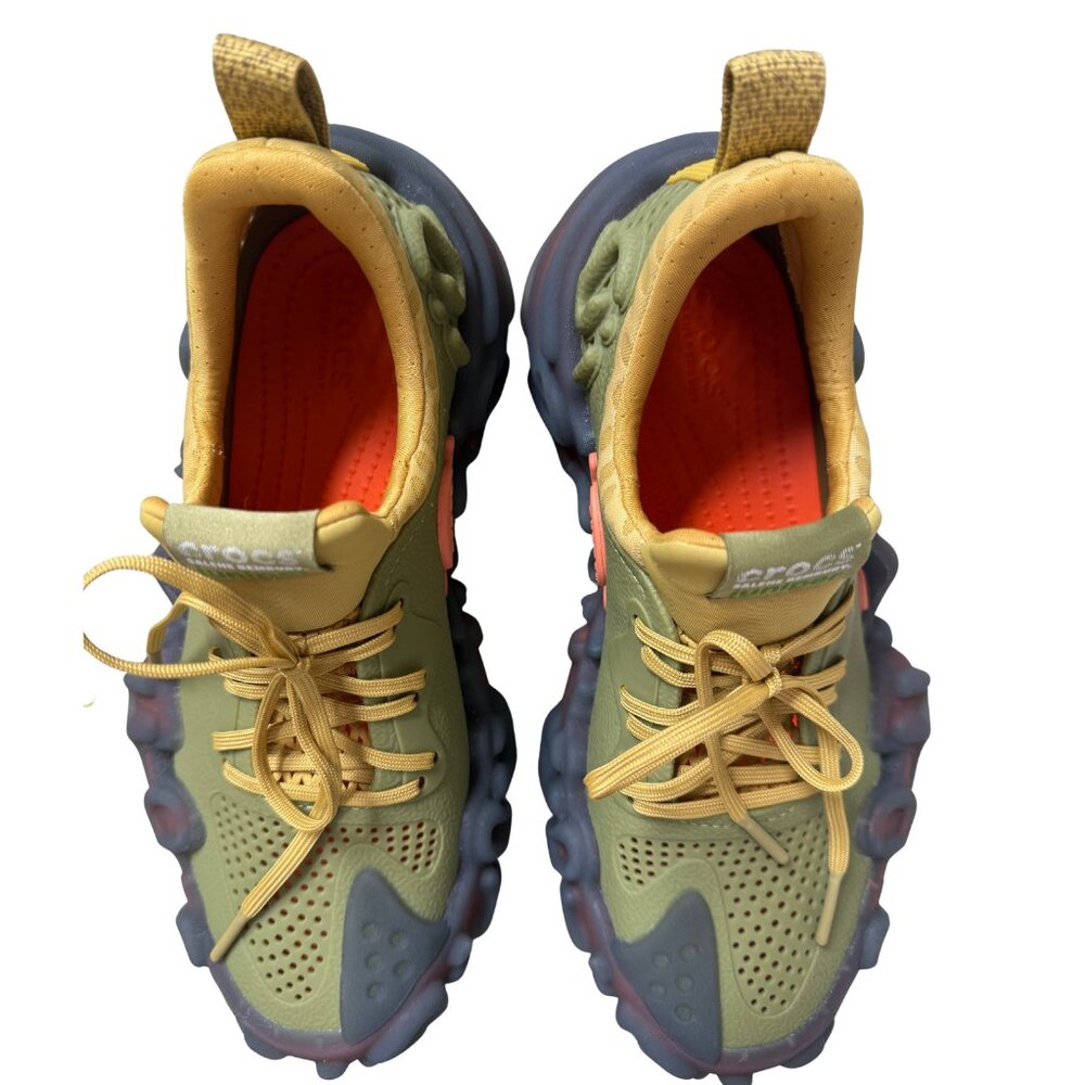 CROCS Two-Tone Olive Green and Mustard Yellow Women's Sneakers - Picture 5 of 10